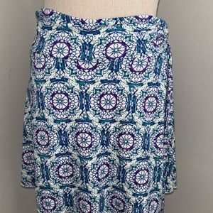 Soybu blue & teal medallion A Line Pull On Side Tie Yoga Waist skirt size Small